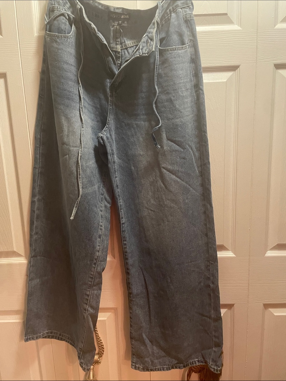 Woman Wide-Leg Denim Jeans - Dark Blue fashion nova